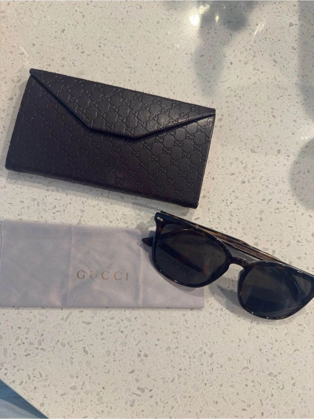 Gucci Tortoiseshell Sunglasses with brown Lenses and Gold Accents